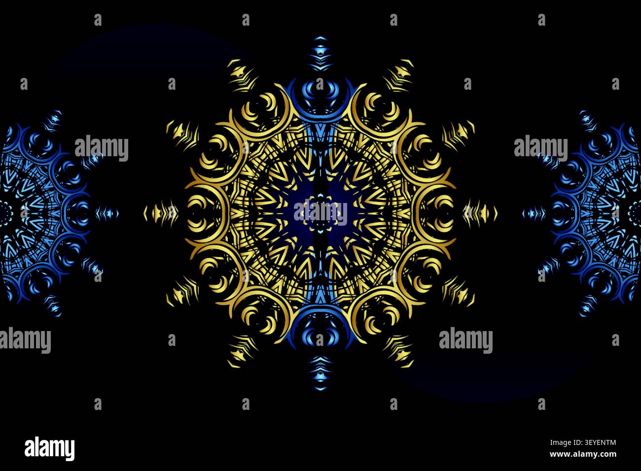 premium arabesque gold blue ornament background Stock Vector