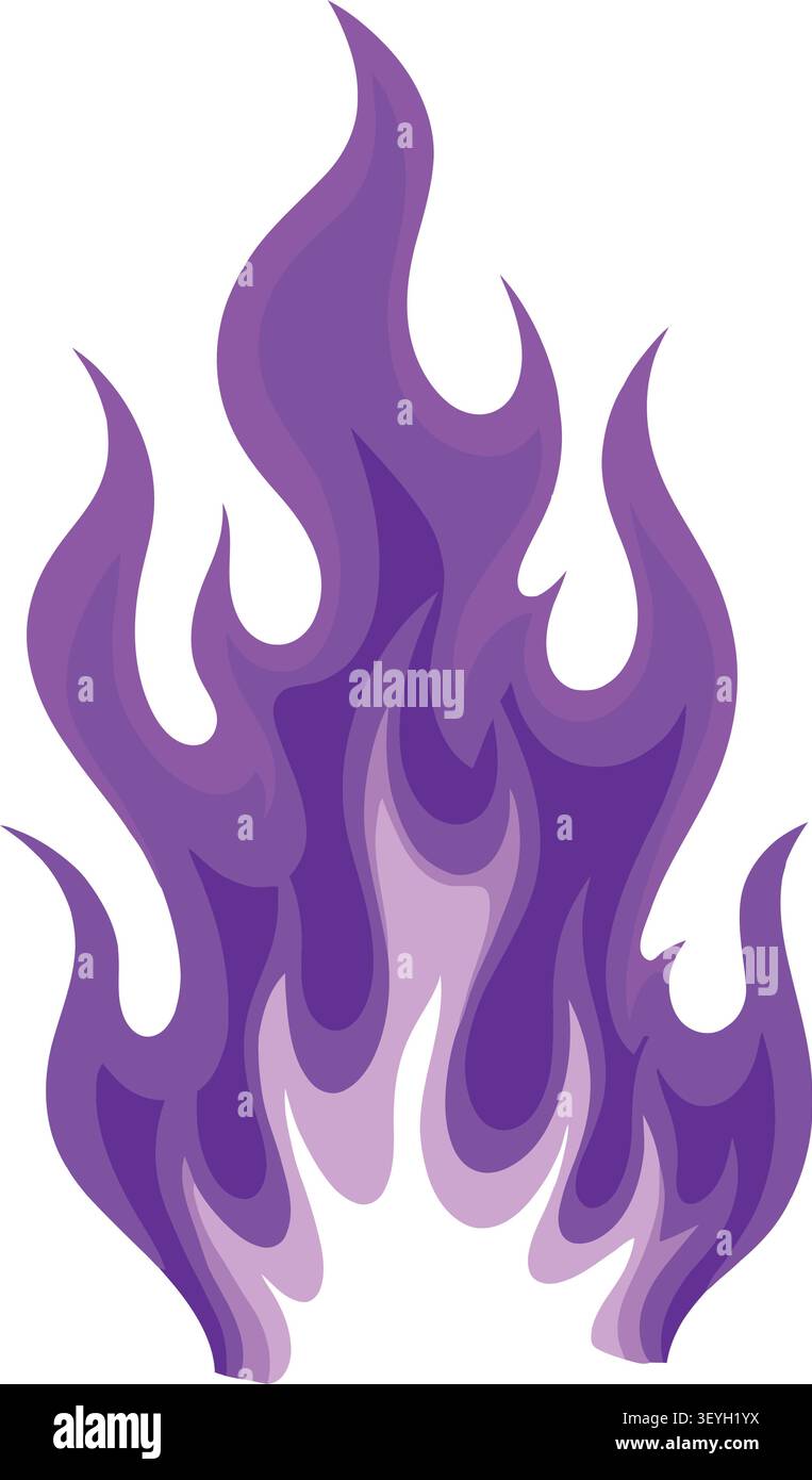 Stylized purple flame fire icon isolated on a white background Stock Vector