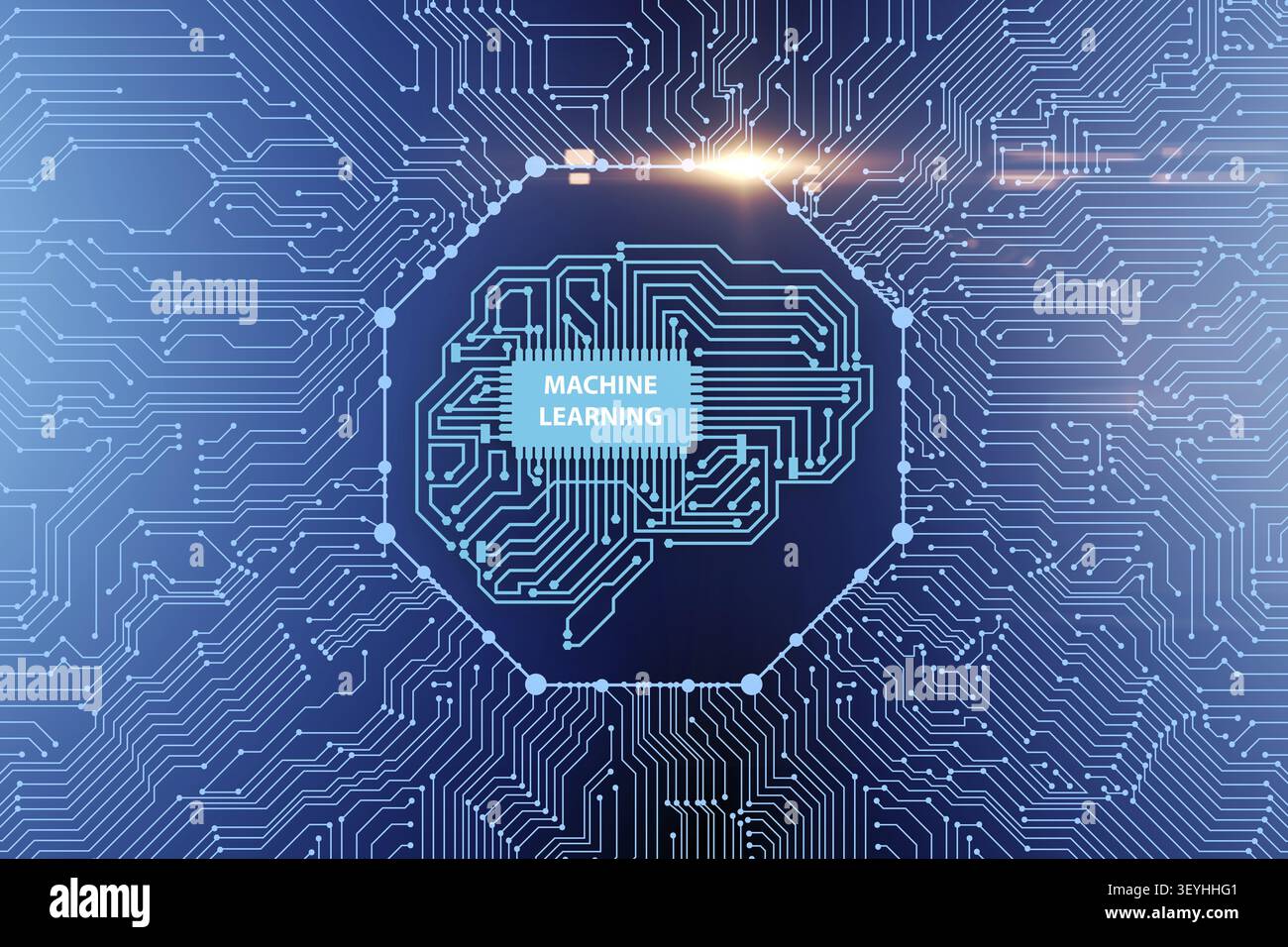 Machine learning concept - 3d rendering Stock Photo