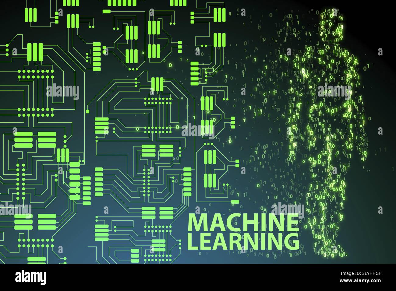 Machine learning concept - 3d rendering Stock Photo