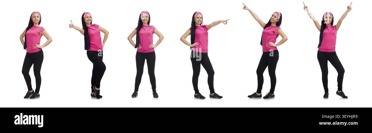 Woman doing exercises on white Stock Photo