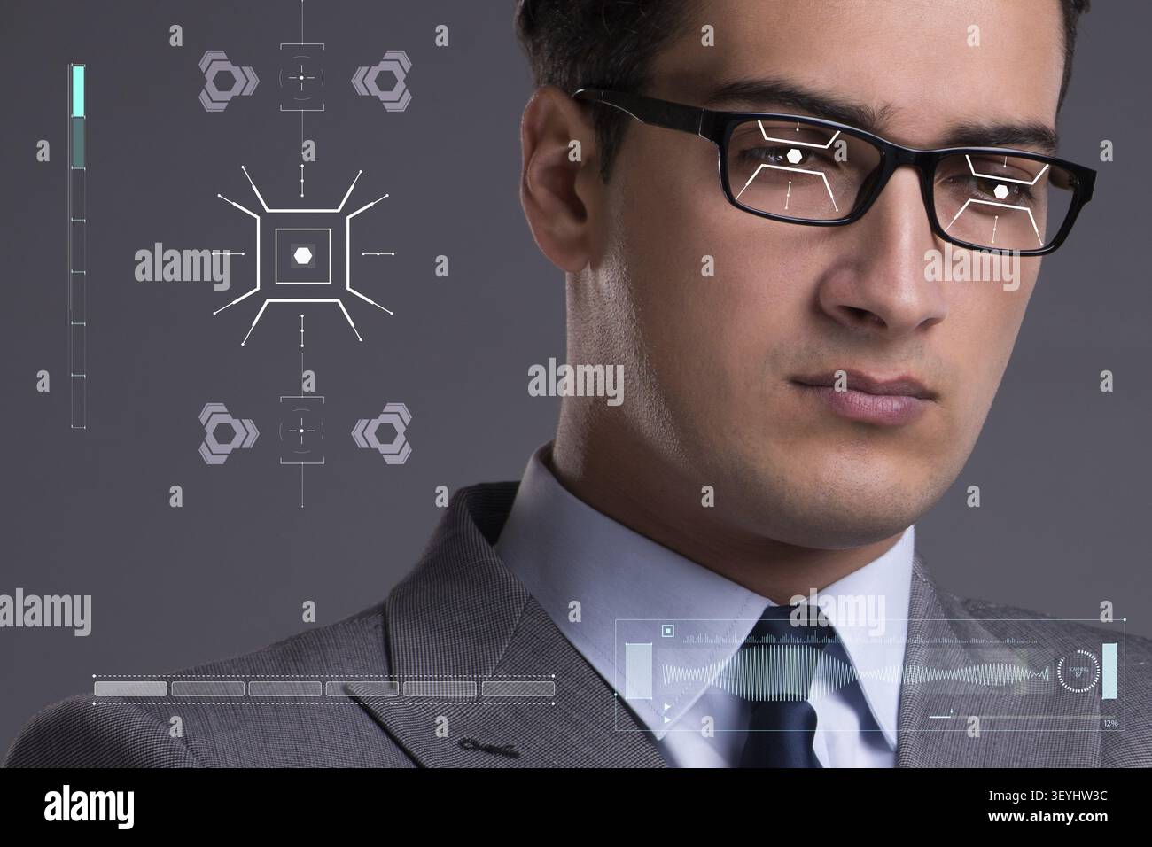 Concept of sensor implanted into human eye Stock Photo