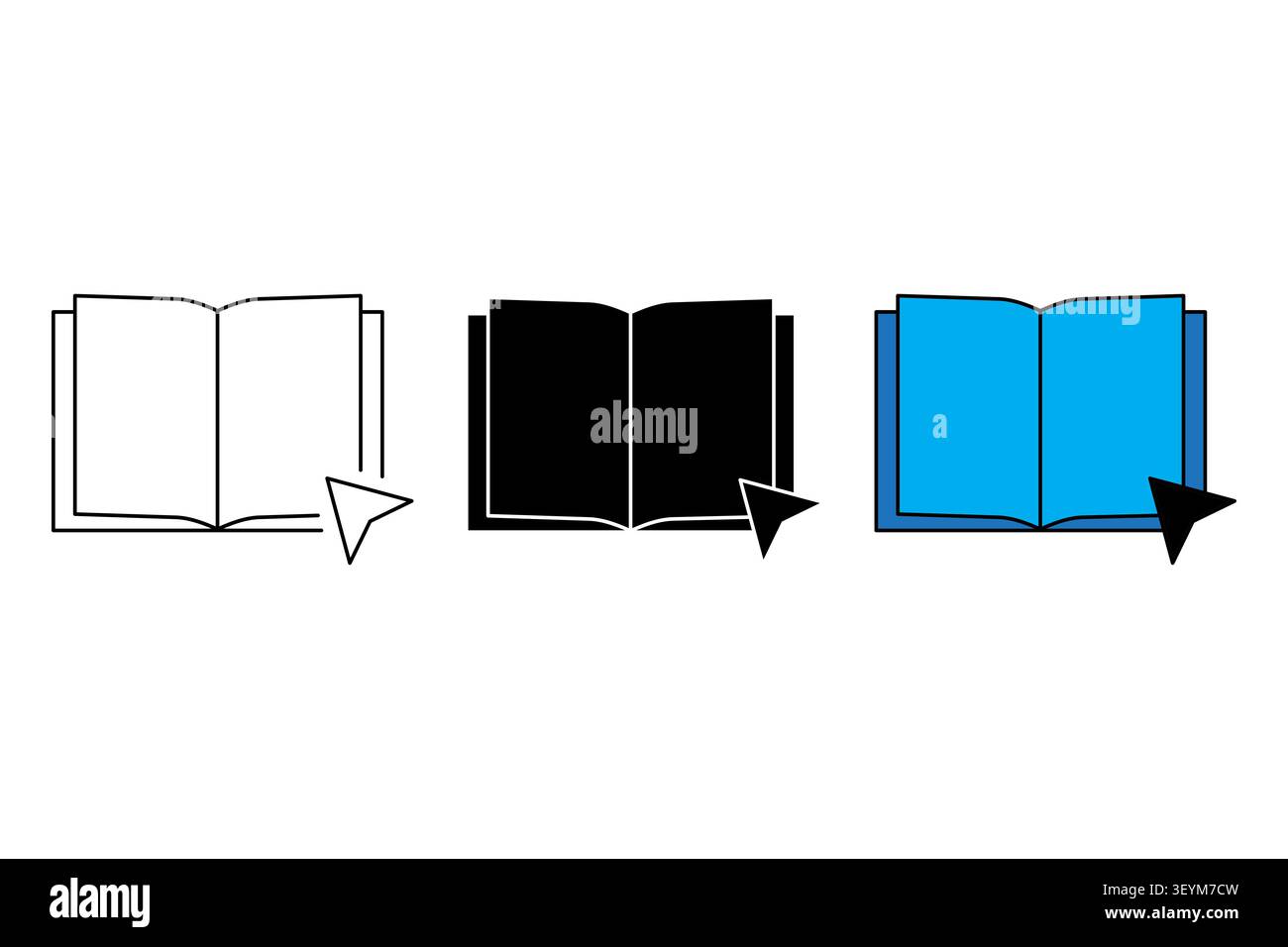 Open book cursor object features colorful vector element. Highlights modern education library web reading online project. eps 10 Stock Vector