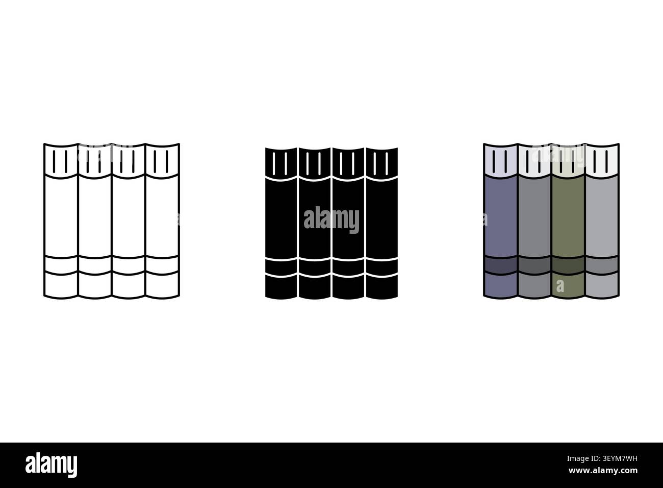 Library archive stack set features modern vector shape. Academic textbook collection highlights university education. eps 10 Stock Vector