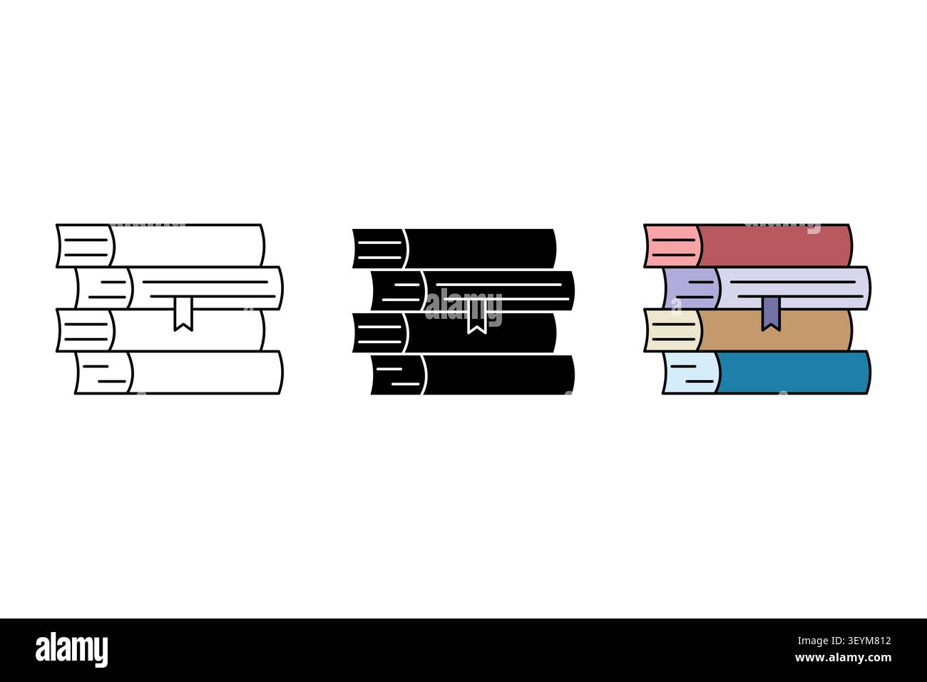 Bookmark dictionary pile set features graphic vector element. Educational reading layout represents literature study. eps 10 Stock Vector