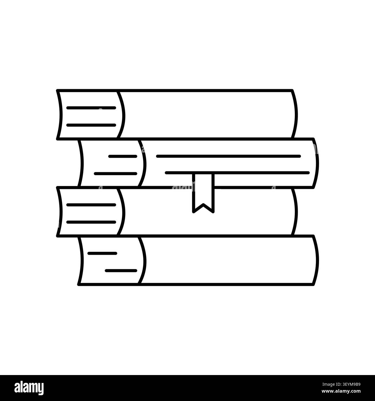 Library textbook stack pile features linear vector symbol. Academic encyclopedia archive enhances scientific knowledge. eps 10 Stock Vector