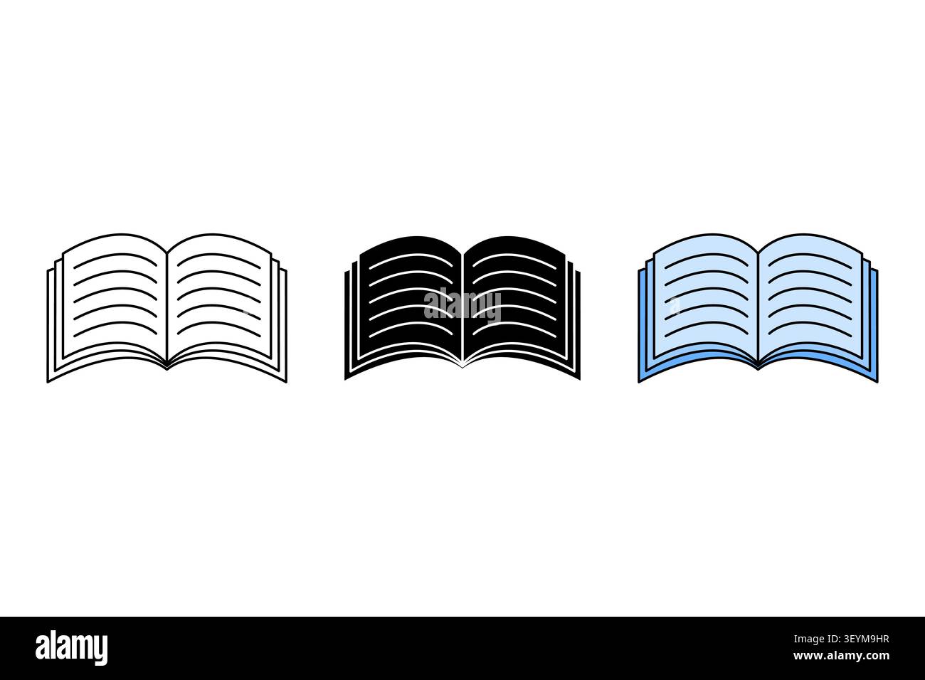 Open book text lines object features colorful vector shape. Visualizes modern education school library reading learning project. eps 10 Stock Vector