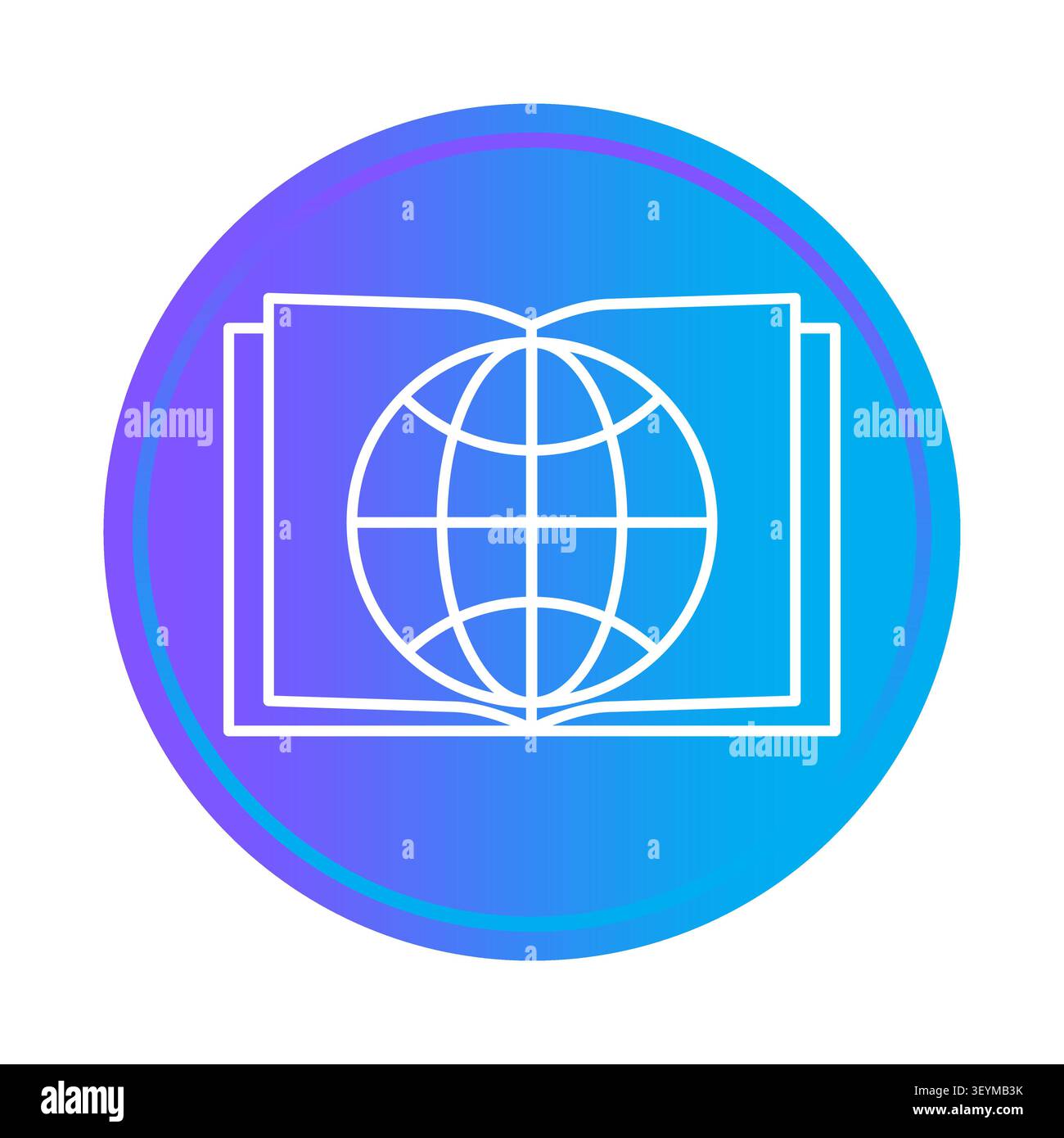 Open book globe circle object features gradient vector element. Represents modern education school library reading learning project. eps 10 Stock Vector