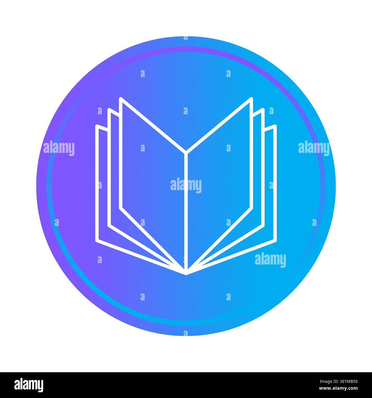 Open geometric book circle object features gradient vector element. Visualizes modern education school library reading learning project. eps 10 Stock Vector