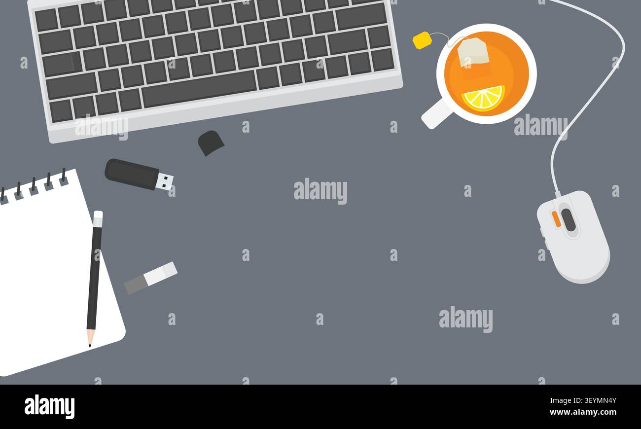Working Desk Workspace with Free Text Space Vector Illustration Stock Vector