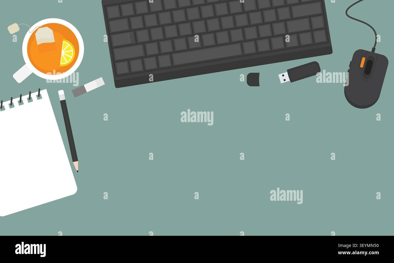 Working Desk Workspace with Free Text Space Vector Illustration Stock Vector