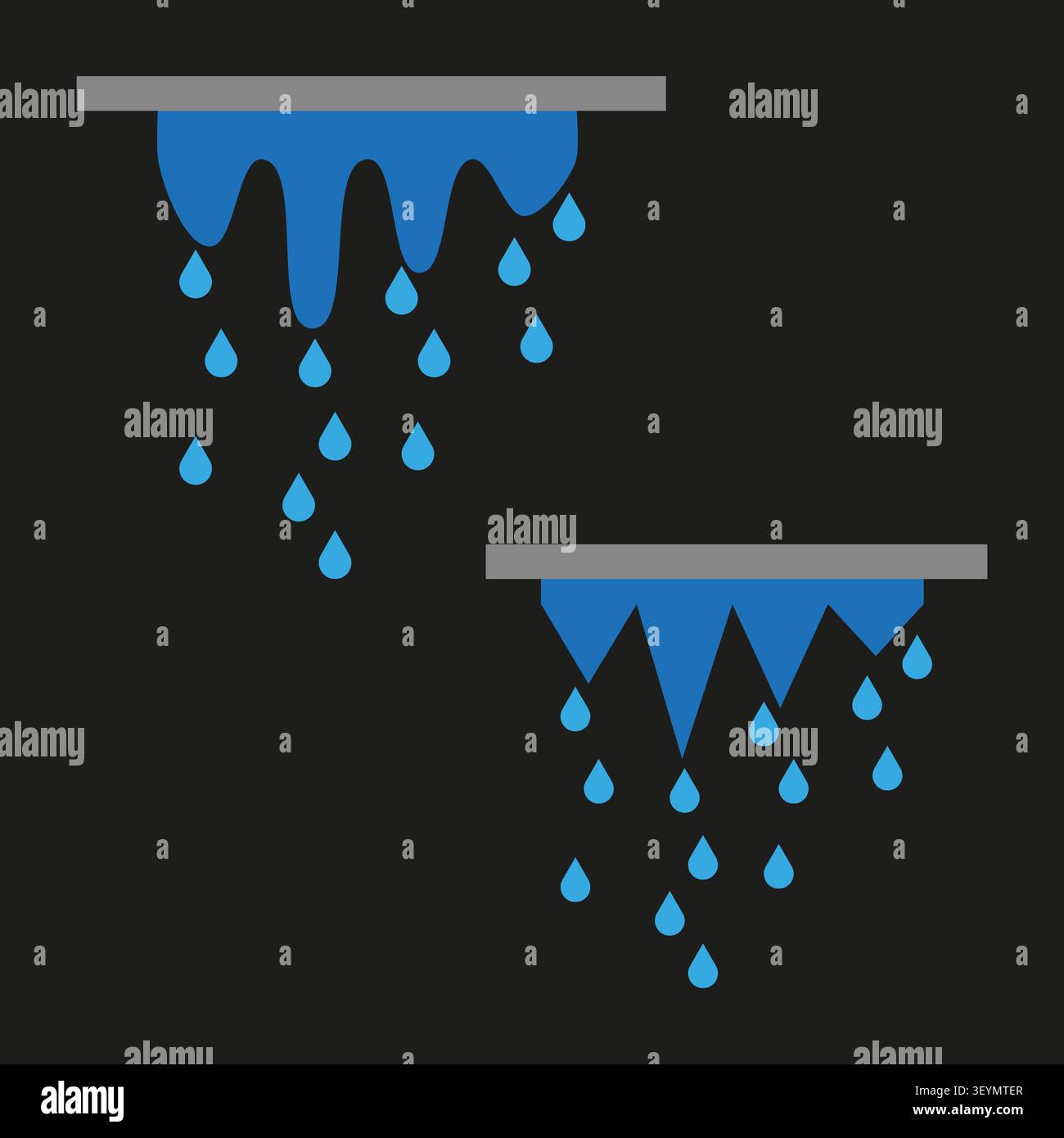Abstract rain drop object features simple flat geometry. Represents dynamic weather concept. eps 10 Stock Vector