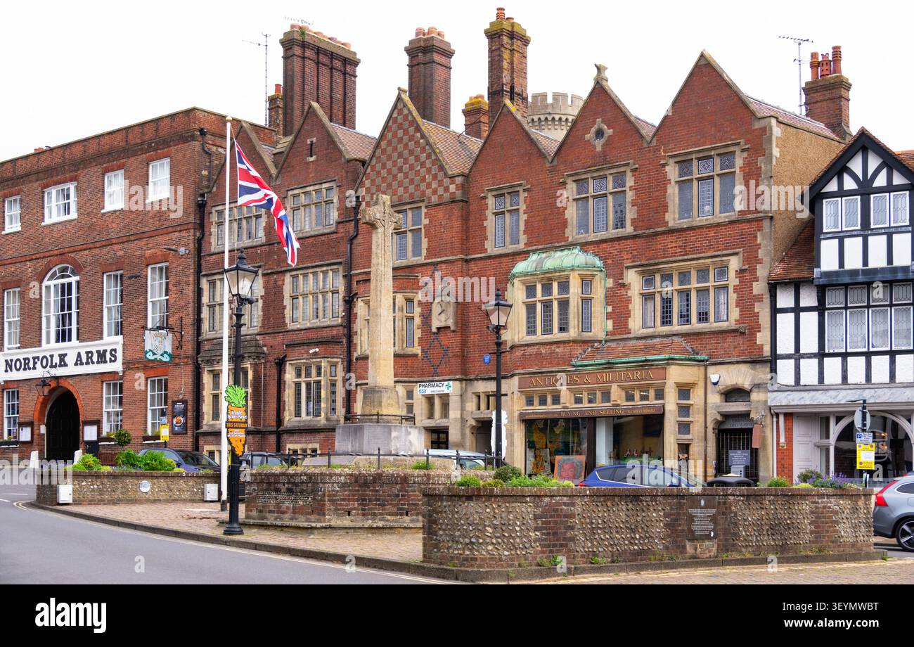 The old marketplace in the old town main street of Arundel, West Sussex, England Stock Photo