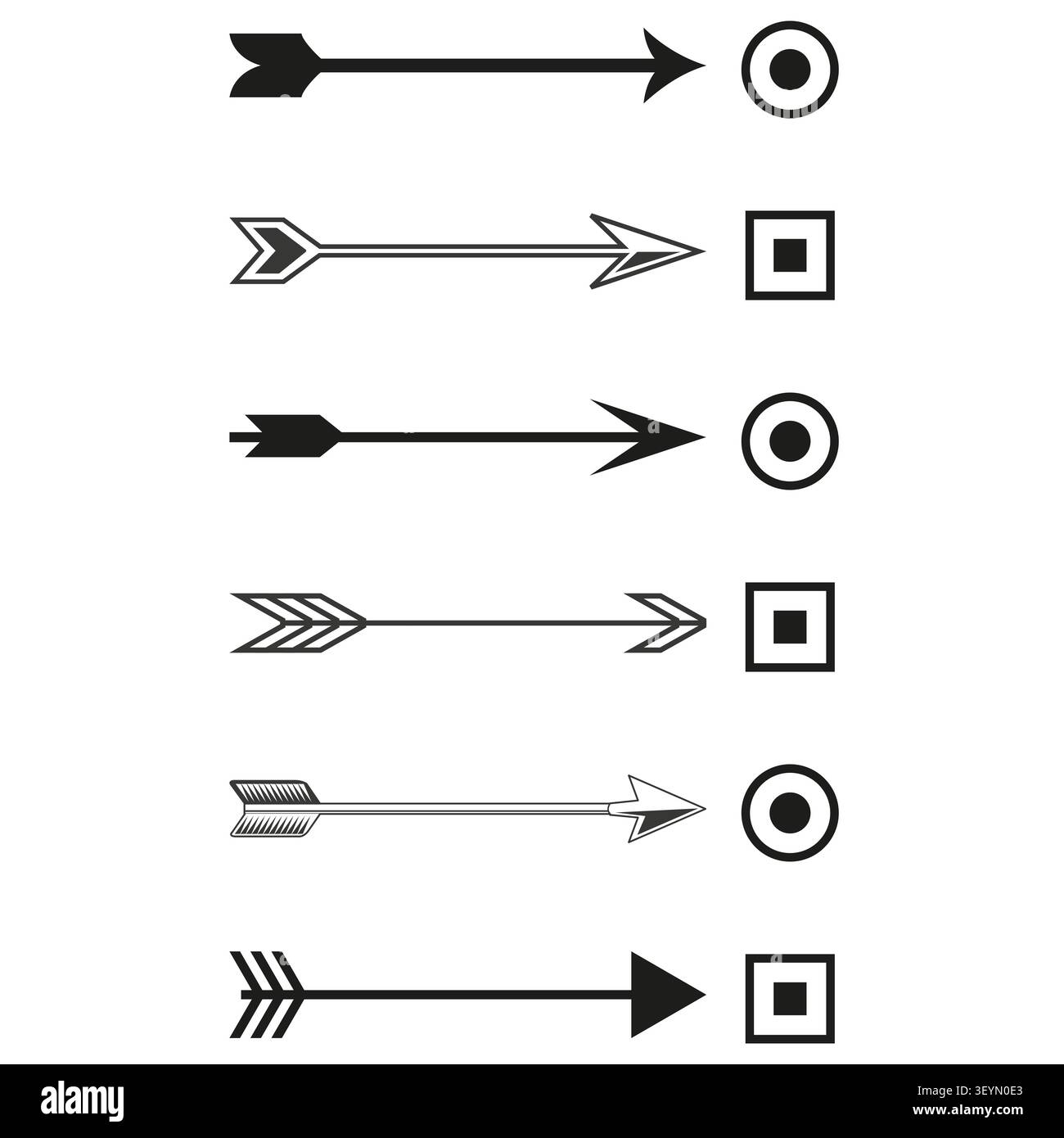 Arrow progression timeline set features black vector geometry. Complements infographic workflow design. eps 10 Stock Vector