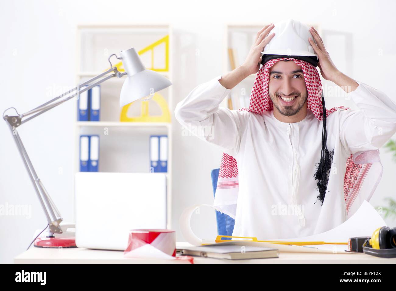 Arab engineer working on new project Stock Photo