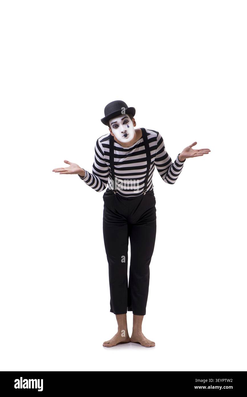 Young mime isolated on white background Stock Photo