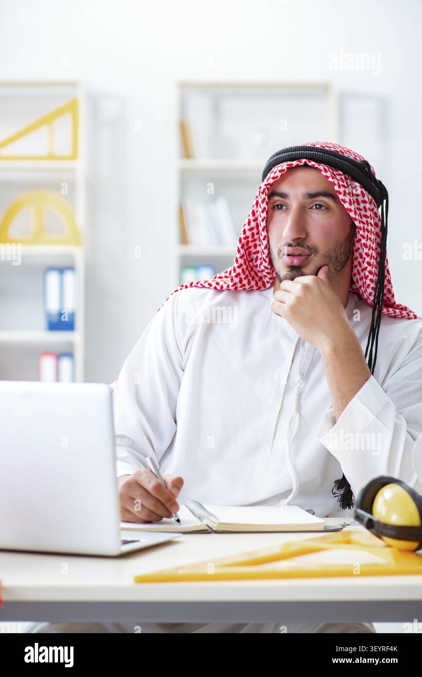 Arab engineer working on new project Stock Photo