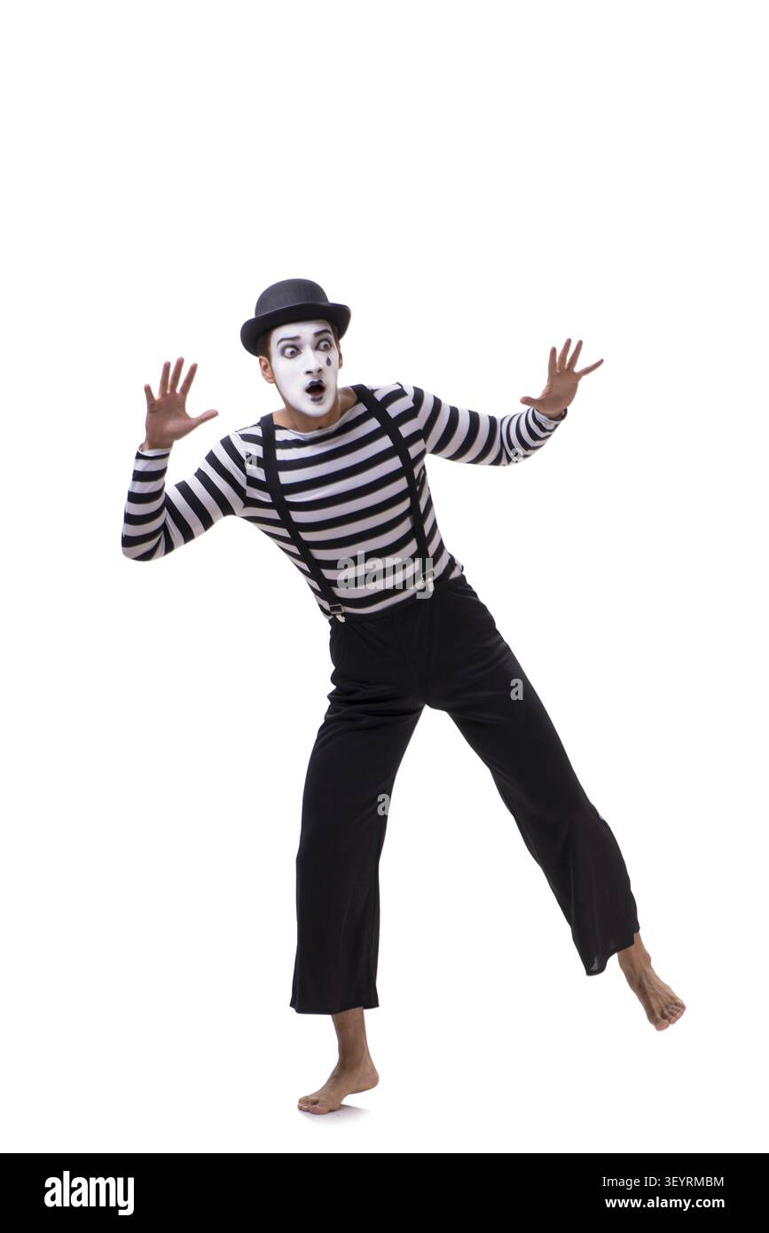 Young mime isolated on white background Stock Photo