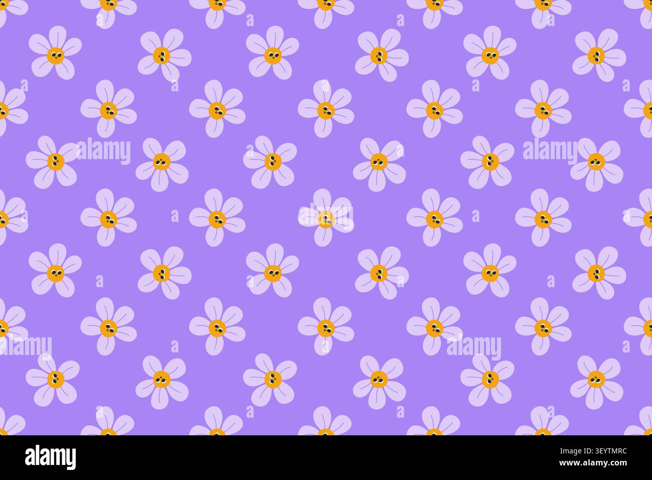 Romantic Seamless Patterns with Daisy Flowers. Stock Vector