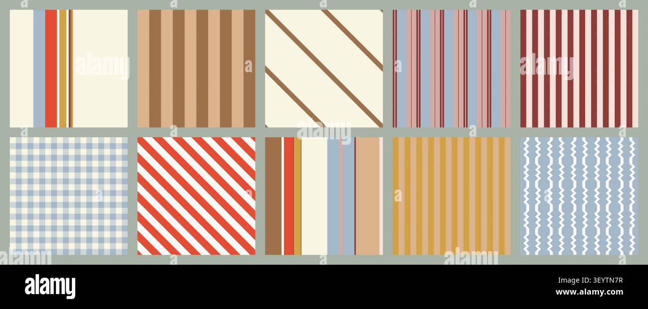 Minimalist Striped and Checkered Patterns Set Stock Vector