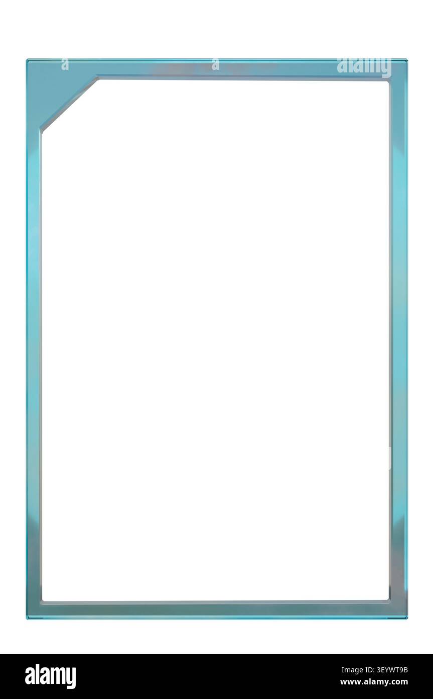 3d render realistic blank glass rectangular frame isolated on white background Stock Photo