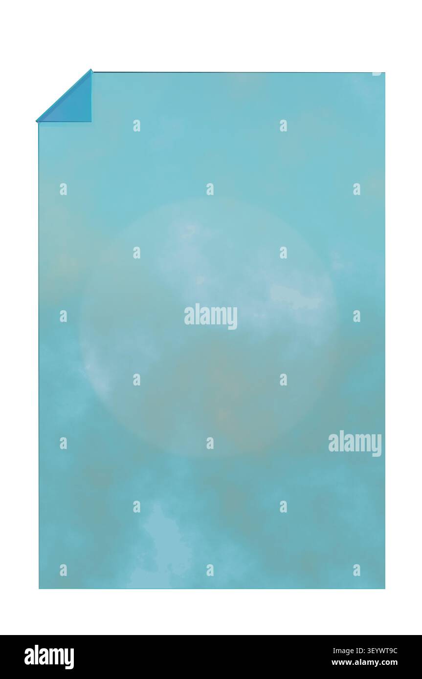 3d render realistic blank vertical paper mockup with sky and moon pattern isolated on white background Stock Photo