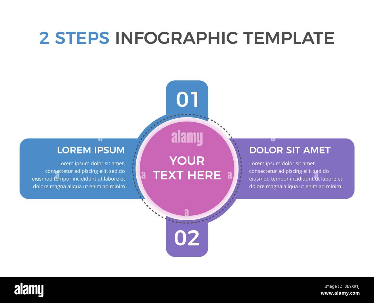 Infographic template with main circle and 2 steps or options, vector eps10 illustration Stock Vector