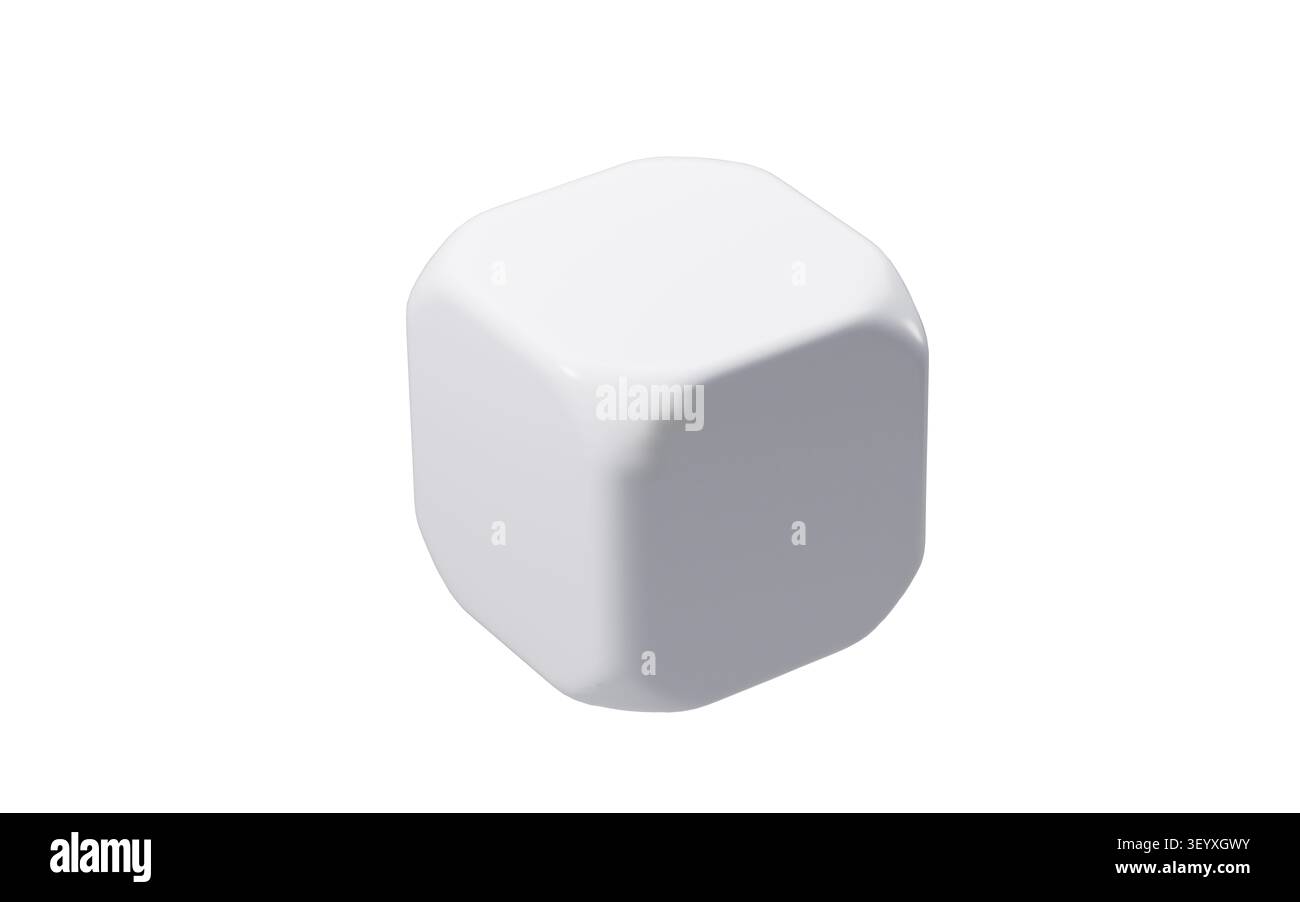 White empty dice, 3d rendering. 3d illustration. Stock Photo