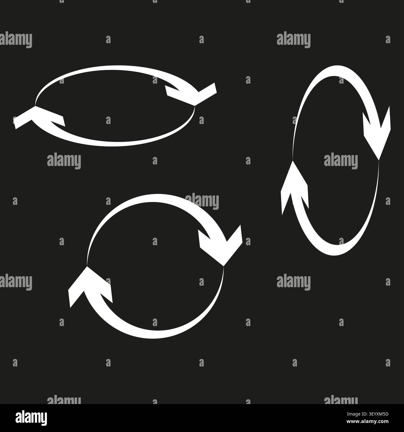 Circular arrow set white vector element features continuous loop. Abstract rotation represents modern loading interface. eps 10 Stock Vector
