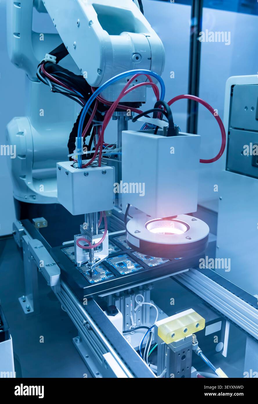 automtic vision sensor camera system in intellegence pcb factory Stock Photo