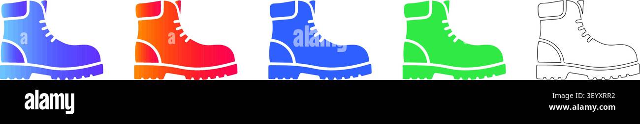Industrial Safety Boot scalable design Icon Set vol 1850 Stock Vector