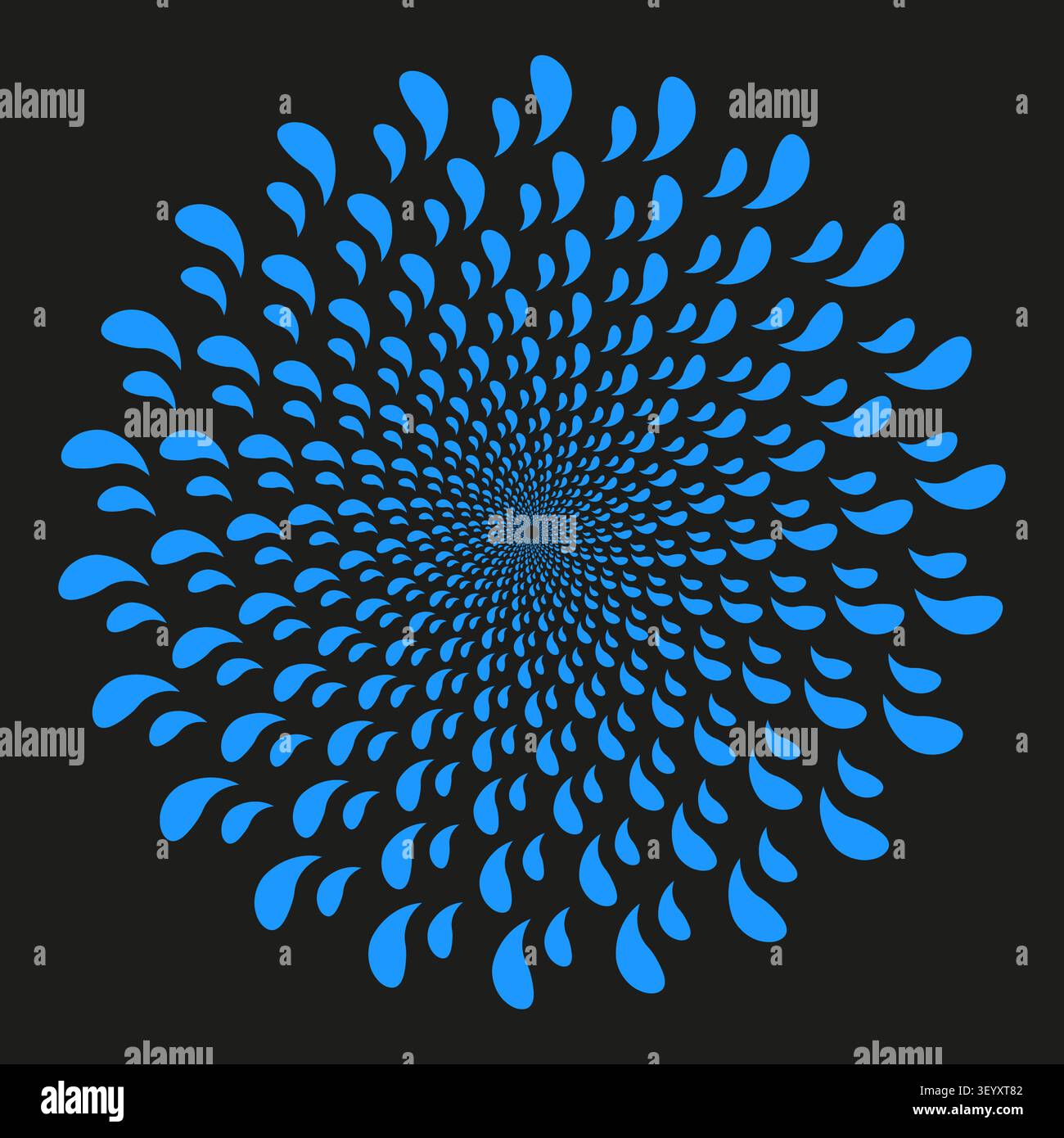 Water drop burst blue vector graphic features radial splash mandala. Abstract liquid circle highlights modern decor. eps 10 Stock Vector