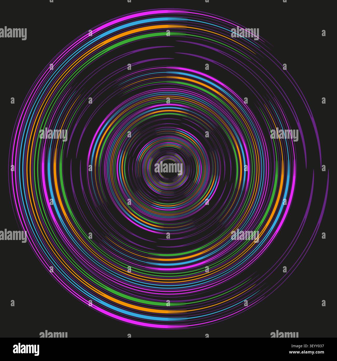 Concentric ring target feature colorful vector set. This abstract geometric spin highlights hypnotic modern tech backgrounds. eps 10 Stock Vector