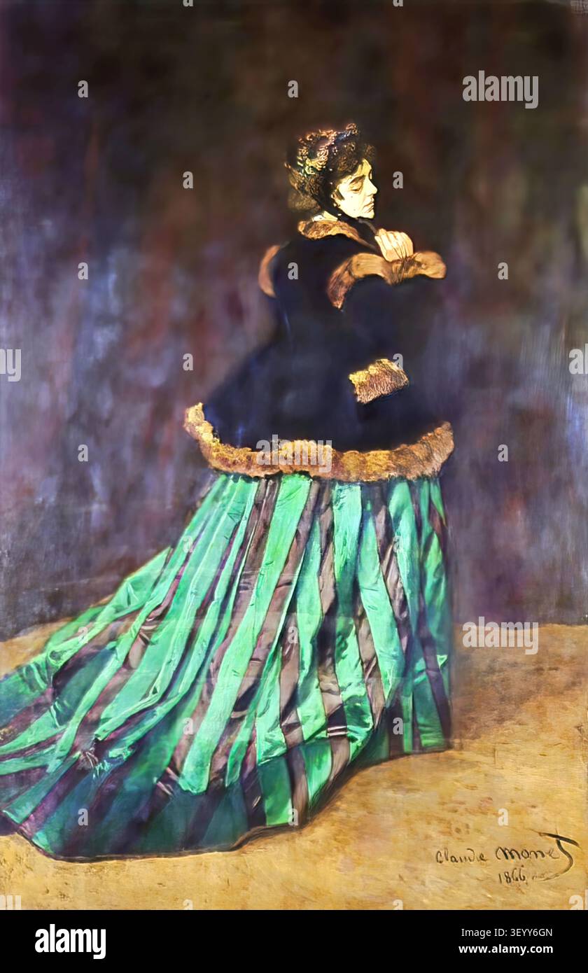 the woman in the green dress claude monet Camille (also known as a Dress) by Camille, or The Woman in