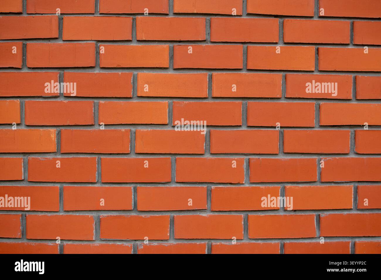 Clean new red brick wall horizontal texture background Stock Photo