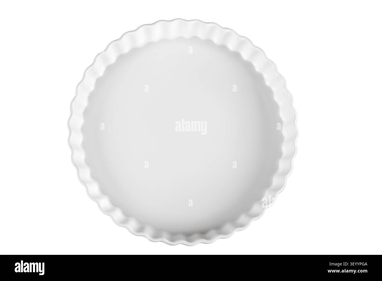 round ceramic baking dish isolated on white background. Top view. Flat lay Stock Photo