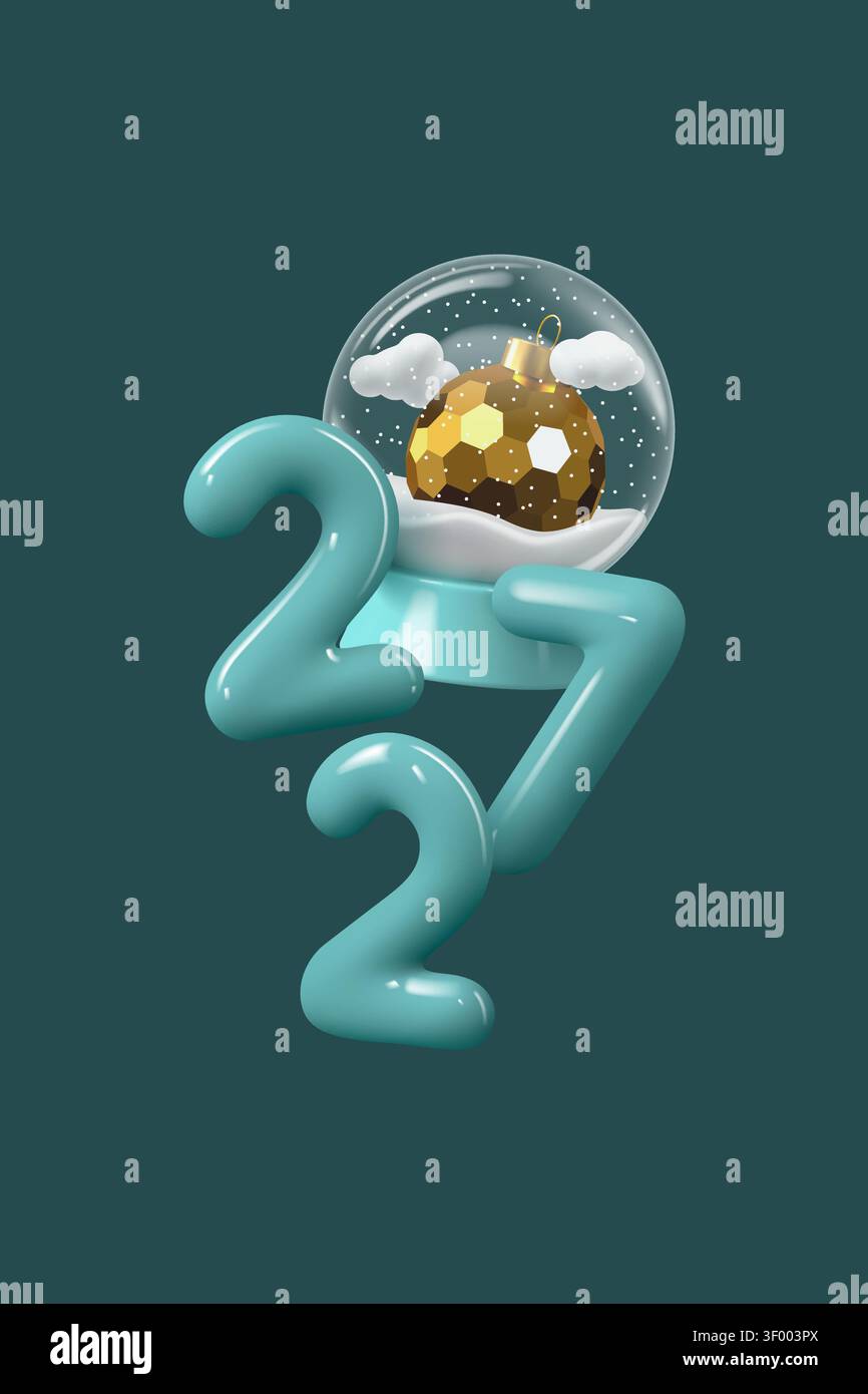 3D render of turquoise 2027 numbers Stock Vector