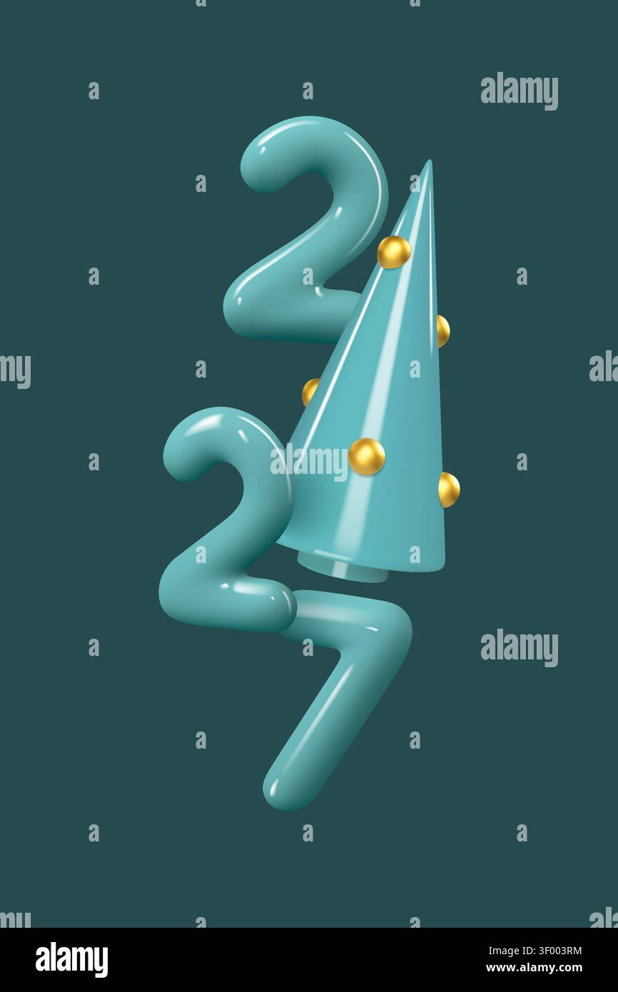 3D render of turquoise 2027 numbers Stock Vector