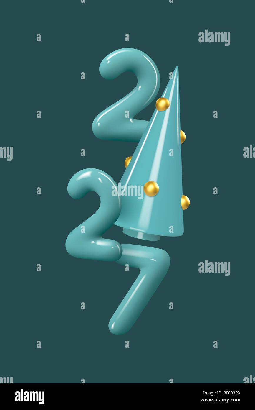 3D render of turquoise 2027 numbers Stock Vector