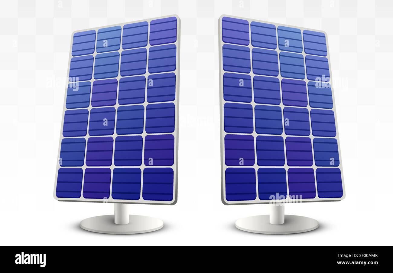 Solar panels for renewable energy generation. Eco-friendly power technology for sustainable electricity. Vector illustration Stock Vector