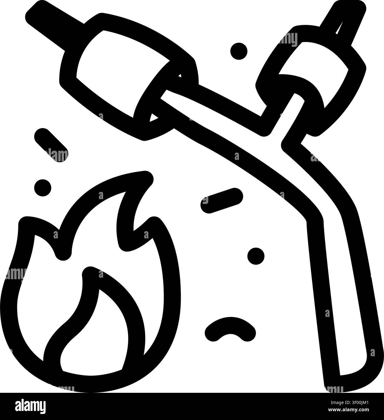 Marshmallow Stick Icon, Roasting, Campfire, Camping, Bonfire Stock Vector
