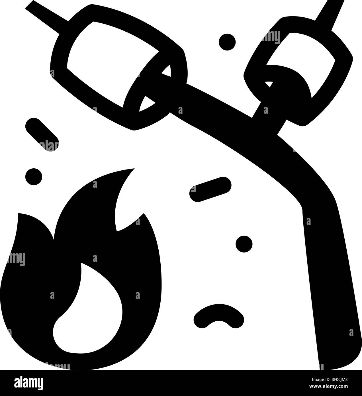 Marshmallow Stick Icon, Roasting, Campfire, Camping, Bonfire Stock Vector