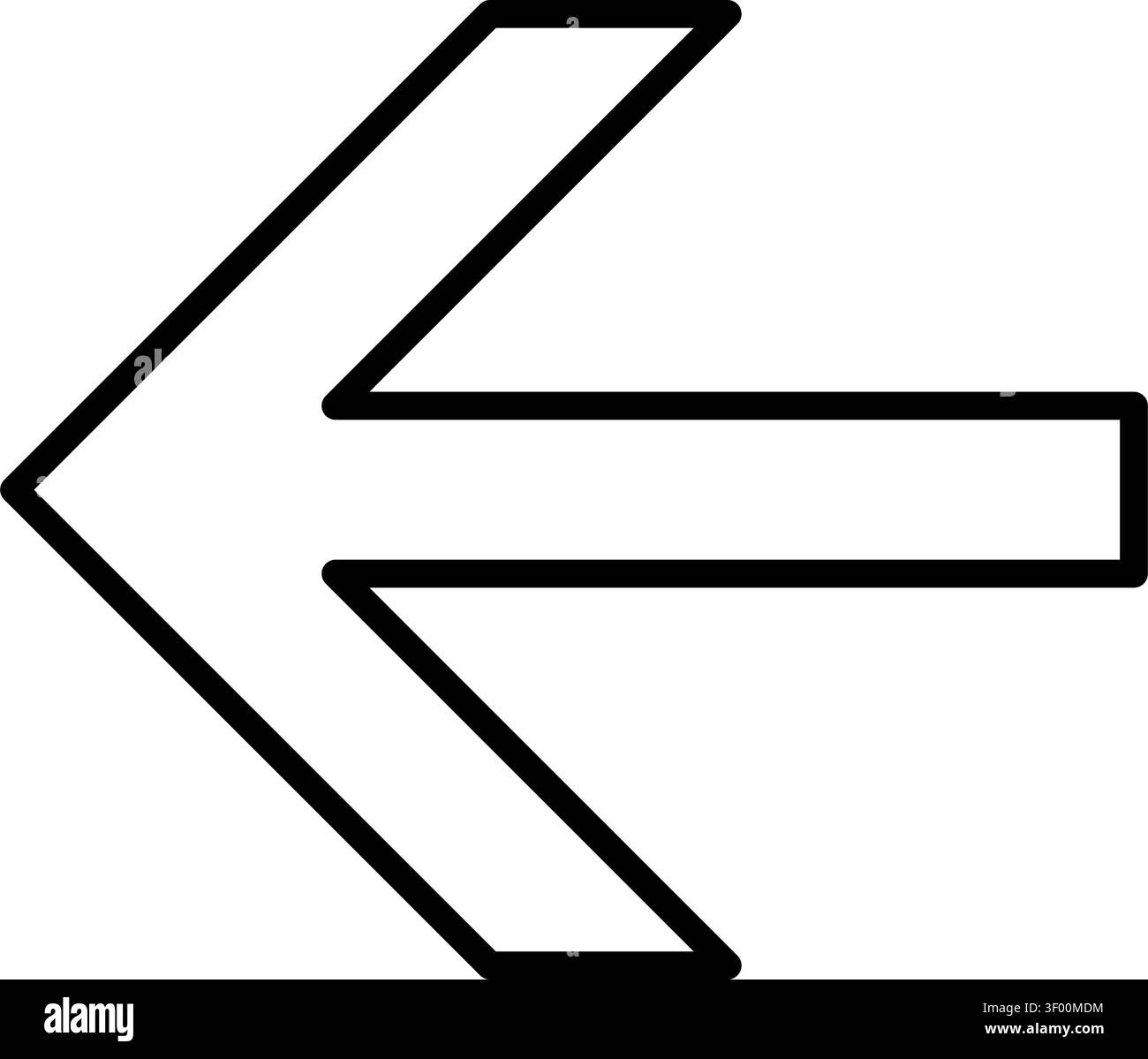 Arrow Left Thin Icon, Directional, Back, Navigation, Previous Stock Vector