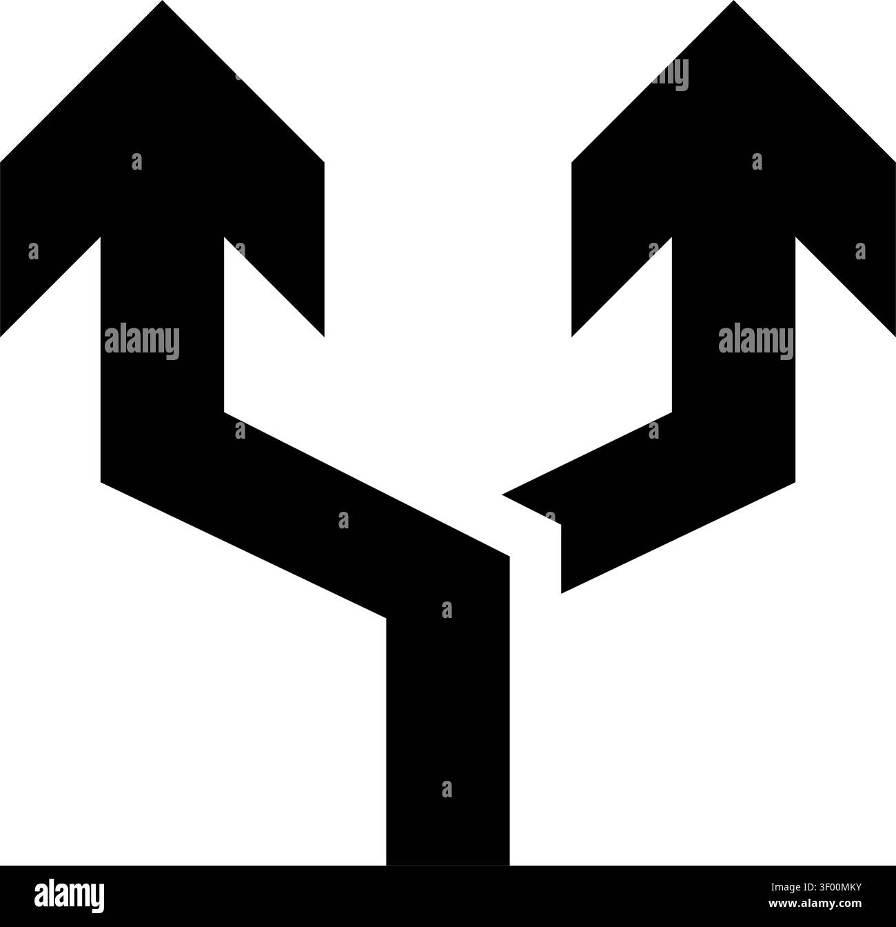 Arrow Fork Left Icon, Direction, Directional, Split, Branching Stock Vector