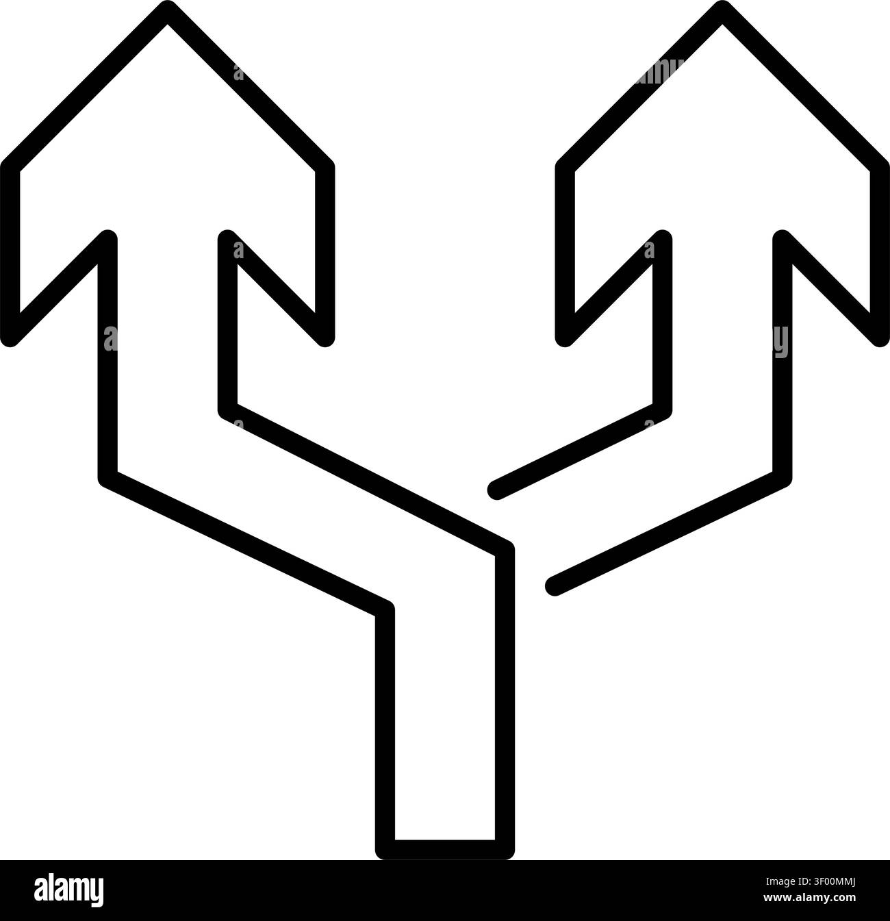 Arrow Fork Left Icon, Direction, Directional, Split, Branching Stock Vector
