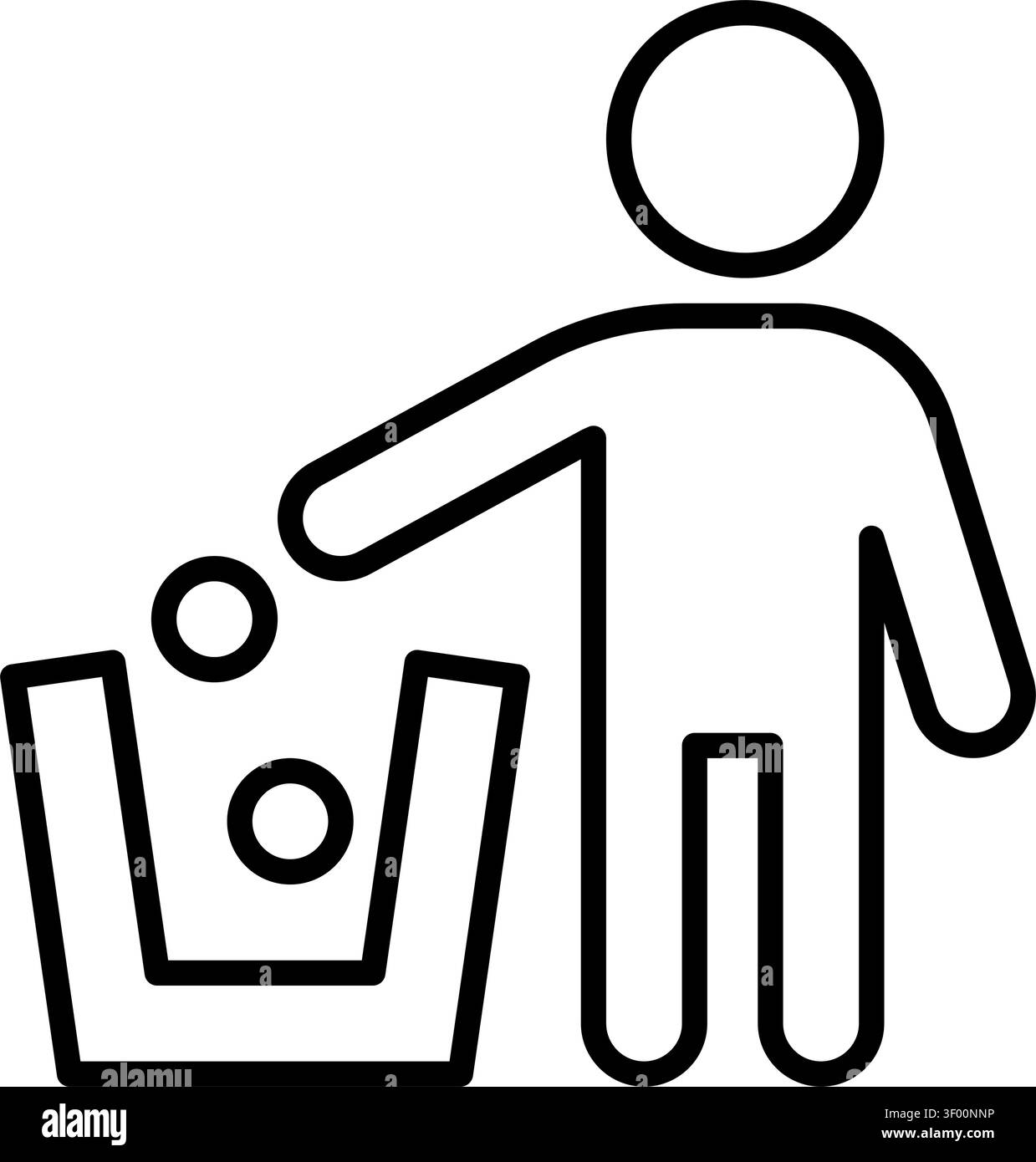 People Trash Bin Icon, Waste, Garbage, Rubbish, Disposal, Refuse Stock Vector