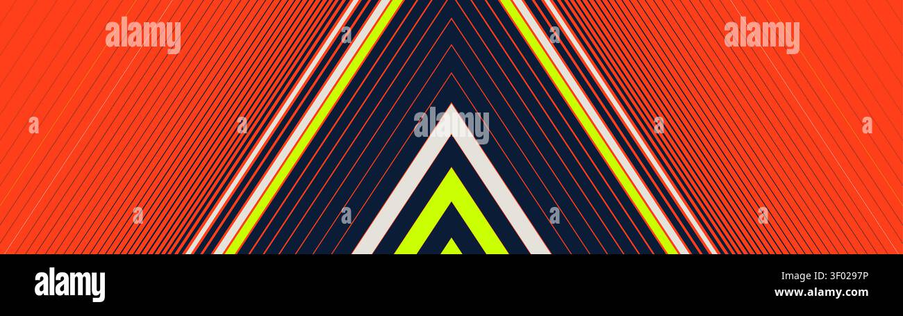 Bold retro wave tech transition background with neon yellow abstract geometric triangle and sharp striped, Dynamic lines linear gradient pattern for f Stock Vector