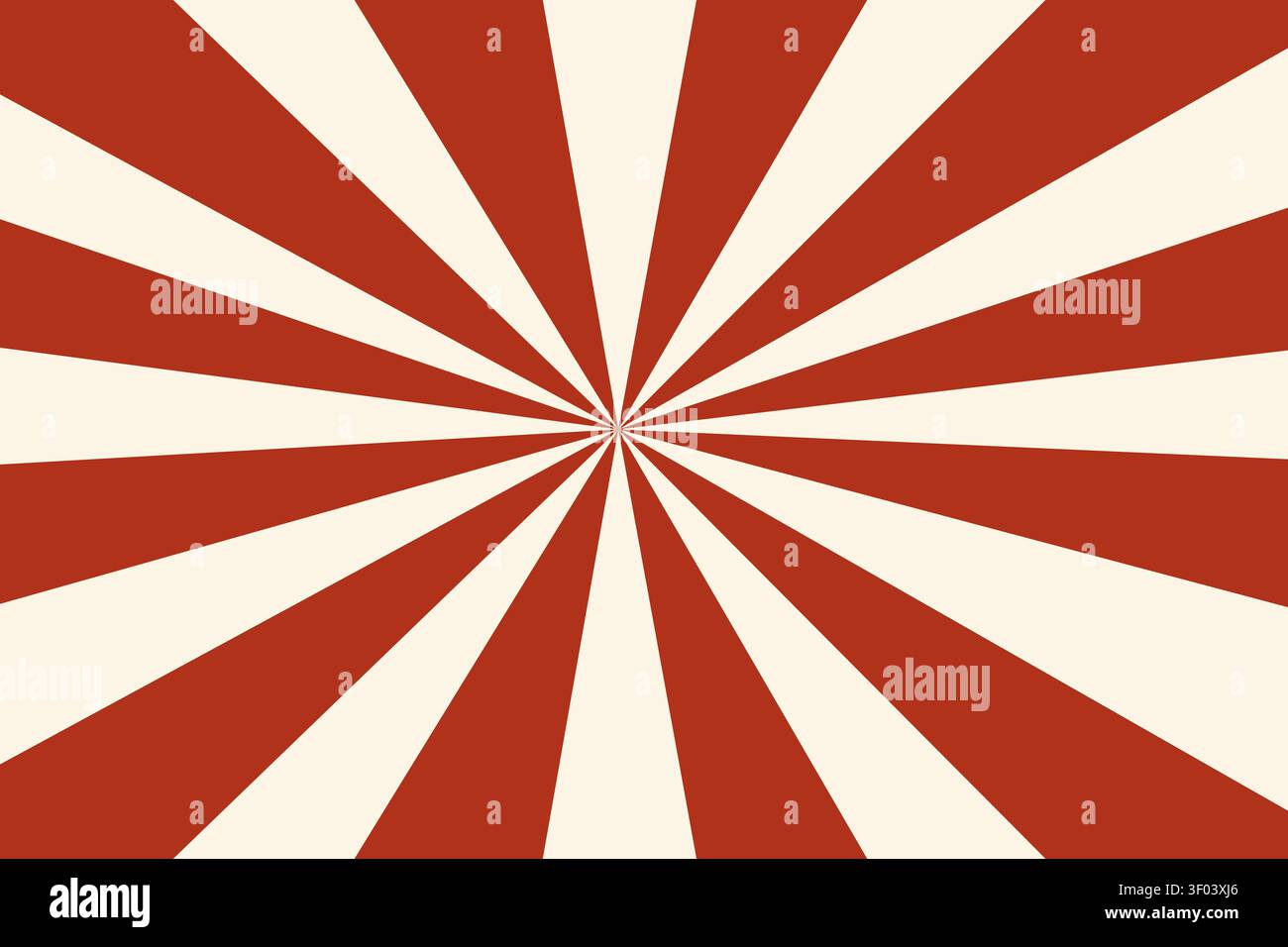 Red and cream radial sunburst pattern with triangular rays emanating from center, dynamic retro geometric design Stock Vector