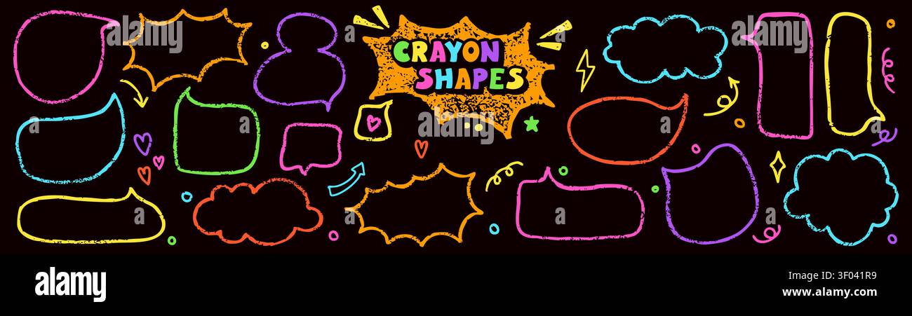 Collection with color crayon text boxes. Stock Vector
