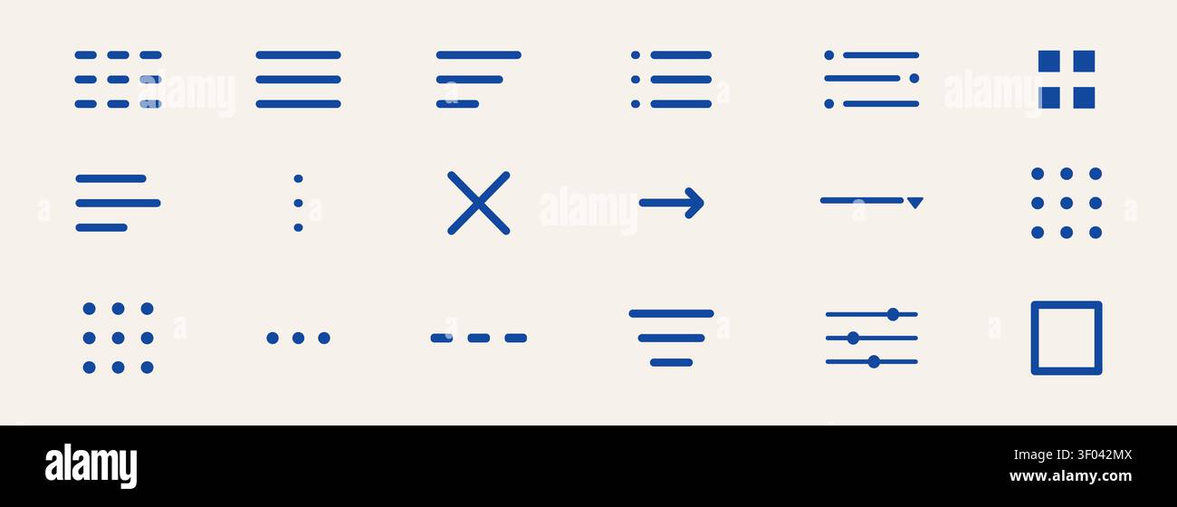 Hamburger menu button set, interface site navigation icons. Minimal dropdown navigation bar. Clean burger button design for mobile app interface with dropdown list functionality and UI elements. Vector illustration Stock Vector